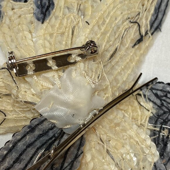 EVE REID Vintage 80s Black Gold Sequin Flower Convertible Pin & Hair Barrette - Picture 9 of 14